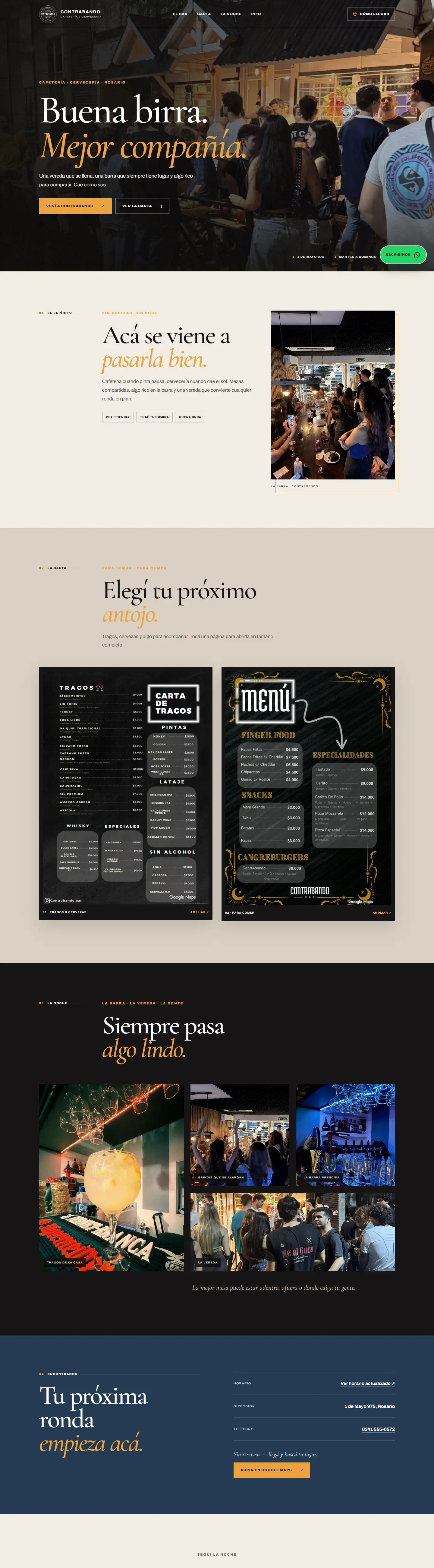 Contrabando website on a desktop screen