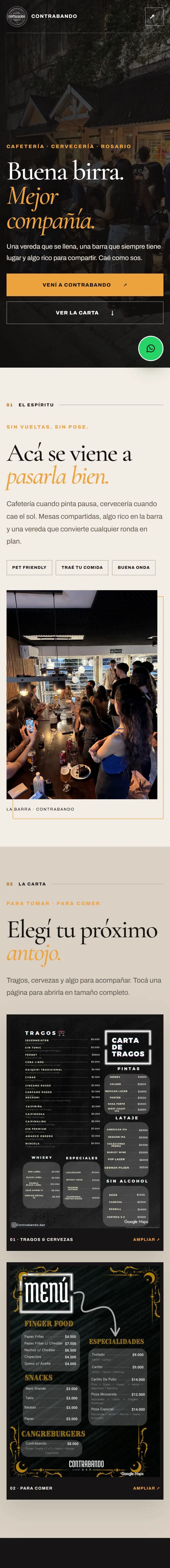 Contrabando website on a phone