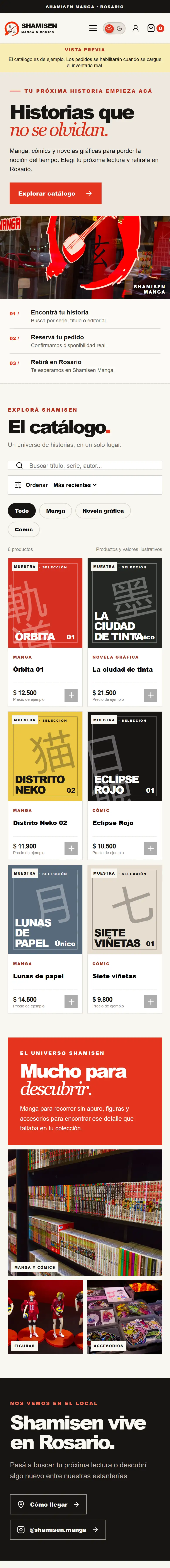 Shamisen Manga website on a phone